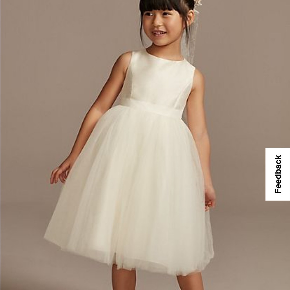 David’s Bridal Ivory Flower Girl Dress with tulle 12 months